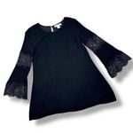 Love Fast Live Hard Lace Panel Sleeve Tunic Dress Black Large Gothic Boho Witchy Photo 8