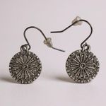 Boho Round Sunray Pattern Dangle Earrings Festival Style Silver Photo 0