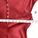 Free People Movement Pink Rose Ribbed Henley Short Sleeve Boho Athletic Top L Photo 9