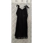 Delicates  Black Satin Like Lace Chemise Lingerie Semi Sheer Maxi Slip Dress L Photo 3