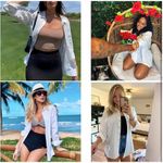 Women's Cotton Button Down Shirt Long Sleeve Loose Fit (206) White Size XL Photo 3