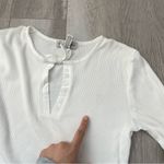 Banana Republic  Shirt keyhole tie front long sleeve womens White (small) vintage Photo 4