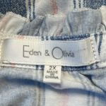 Eden & Olivia  Blue White Stripe Button Down Ruffle Sleeve Shirt Size 2X #0459-LA Photo 6