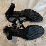 Aerosoles  Buttered Role Black Patent Leather T Strap Heels Shoes Snakeskin 10M Photo 9