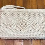 None Cream Crochet Lined Clutch w/Hand Strap Size 10.5x6.5x1 Photo 1