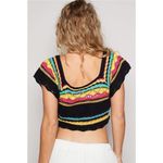 POL NWT Openwork Ethnic Pattern Square Neck Cropped Knit Top Photo 1