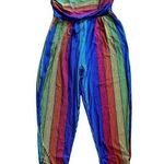 Rouge Helium Rouge Rainbow Striped Jumpsuit Harem Style Stretch Womens Size 3X Photo 0