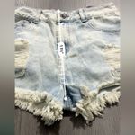 Gef France Light Acid Wash Distressed Skinny Fit Lepi Denim Shorts Size 6 Blue Photo 7