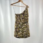 ZARA NWT  One Shoulder Metallic Floral Mini Dress‎ in Purple Gold Size Medium Photo 3