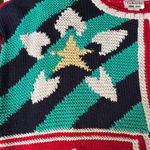 Talbots Vintage Hand Knit Stars Sweater Red Blue Green White Size XLarge Photo 2