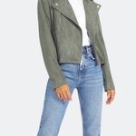 BB Dakota  Olive Green Faux Suede Not Your Baby  Moto Motorcycle Jacket Zip Small Photo 0