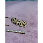 Lot of 5 Gold Rhinestone & Pearl Hair Clips Barrettes Love Dream Paris OS Photo 2