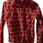 J.Crew  Elephant Print Button-Up Shirt XS – Coral Pink & Navy Blue, Boho Style Photo 0
