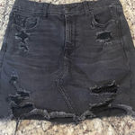 American Eagle Outfitters Charcoal Distressed Mini Skirt Photo 0