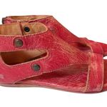 Bed Stu  Soto Red Lux Flat Cutouts Rivets Leather Sandals Size 7 NWT Photo 3