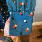 Who What Wear  S Mock Neck A-Line Teal/Blue Dot Print Long Sleeve Photo 3