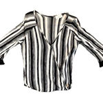 Lavender Field  Black White Strips Wrap Top with Fringe Size M Photo 0