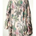 LoboRosa Pink Floral Puff Sleeve Palms Button Front Up Dress Size Large Photo 5