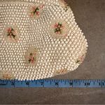 Vintage Lumured Corde White Beaded Handbag Clutch Purse Embroidered Flowers Pink Photo 6