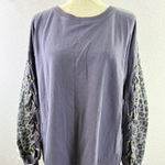 easel  Los Angeles Gray and Leopard Long Sleeve Oversized Top Small Photo 0