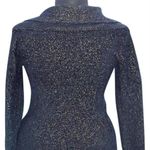 Cache  Navy Metallic Exaggerated Oversize Collar Top New SOFT Sweater NWT $98 Photo 4