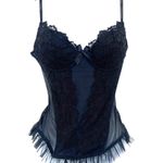Cabernet Lace Corset Bustier Womens Top Sz S Y2K Coquette Fairy Lolita Goth Mesh Black Photo 0