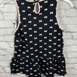 Kate Spade Women’s Sleeveless Top Black with Pink Bows Ruffle Bottom Keyhole S Photo 0
