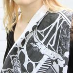 Vintage Deco Nouveau Verna Design B&W Square Cotton Scarf Black Photo 1