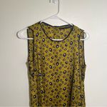 ZARA  Sleeveless Shift Dress Yellow Navy Geometric Button Back S Photo 2