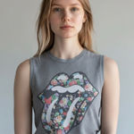 Bravado  Gray Floral Rolling Stones Tank Top (XS) Photo 0