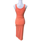l*space NWOT L* Sandpiper Ribbed Midi Dress Fusion Coral Size Extra Small Side Slit Photo 5