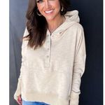 Blue B. Size M Movement Solid Honey Dove Beige Pullover Snap Hoodie Sweatshirt Size M Photo 0