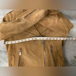 BCBGeneration Size S Camel Tan Suede Full Zip Buckles Moto Bomber Jacket Leather Photo 9