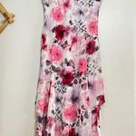 Komarov Floral Print Sleeveless Asymmetrical Tiered Dress Size L Photo 3