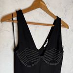 ZARA black & white contrast stitch bodycon midi dress Photo 2