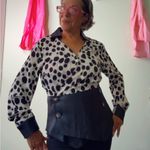 Gracia Black and White Animal Print Wrap Faux Leather Womans Top Size Large Photo 1