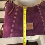 Dooney & Bourke DOONEY BURKE Purple Suede Brown Leather Top Handle Shoulder Bag Hobo Photo 5