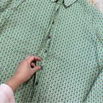 Jujus’ Amuse Women’s Cotton Button Down Shirt Longsleeve Tulip Print Spring L Green Size L Photo 8