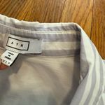 AYR  the deep end lilac stripe button down blouse shirt size XL Photo 2
