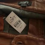 Loft Tall Size 14 Faux Leather Pants Brown Button Tab NWT $89 Photo 4