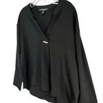 Marc New York Blouse Womens M Black Gold Logo Career Business Minimalist Chic Size M Photo 3