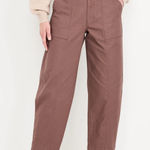 Old Navy High Waisted Canvas Barrel Leg Pants 16 Women’s Warm Taupe NWT Photo 0