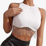 Amazon Women's Sleeveless Crop Top Racerback Y2K Tank Top with Glitter Tassel Photo 0