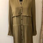 BCBGMAXAZRIA Max Azria 100% Silk Shirtdress in Olive Photo 6