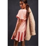 Free People  Scarlett Satin Ruffle Wrap Mini Dress Peach Photo 3