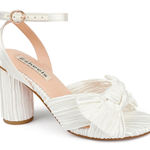 Chic White Pleated Heels by [Brand] Size 10 Photo 0