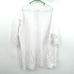Blair  size XL white v neck dress large eyelet‎ detail at cuffs and lower hem Photo 1