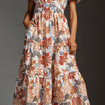 Anthropologie  the somerset maxi dress botanical motif floral size LARGE fall Photo 0