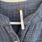 Free People  Talk to me Gauze blue Shirt Small Photo 6