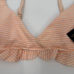 Polo Ralph Lauren Bikini Top SZ Small NWT Seersucker Ruffle Orange White Stripe Photo 7